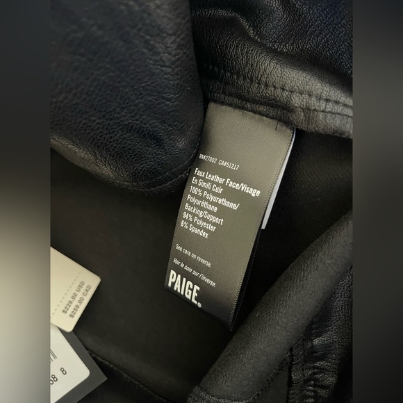 New Anthropologie Paige Sakai Faux Leather Leggings Black Size 6 - Picture 6 of 8